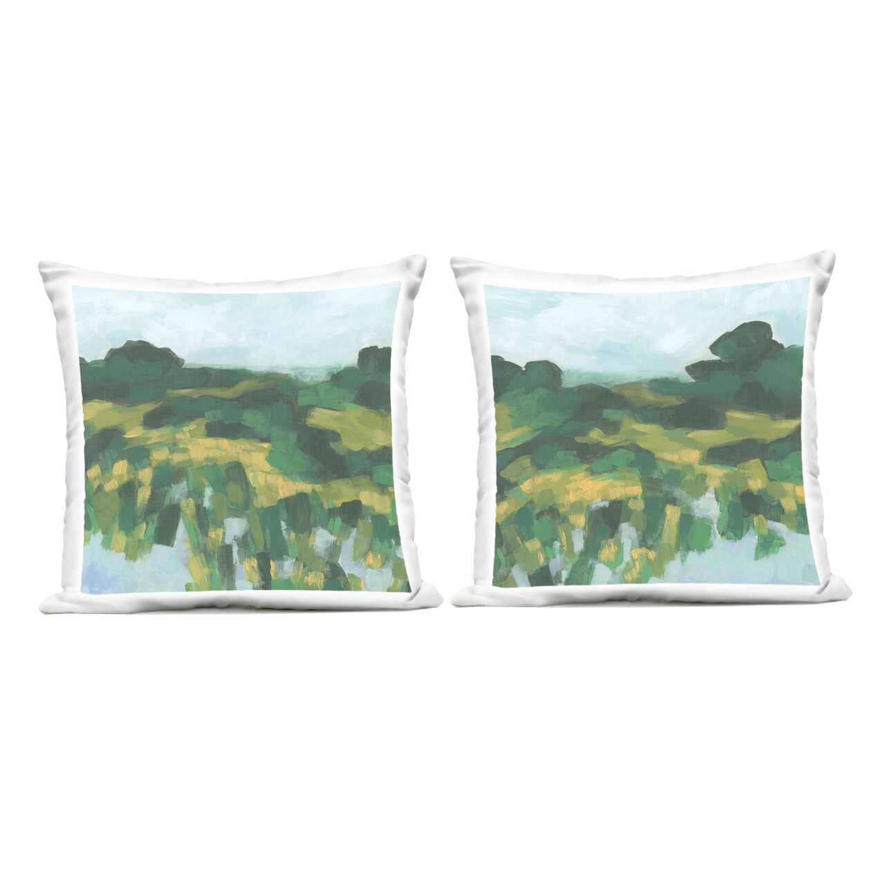 Stupell Industries Reflecting Green Nature 2pc Outdoor Printed Throw Pillow Set Design by June Erica Vess, 18 x 7 x 18